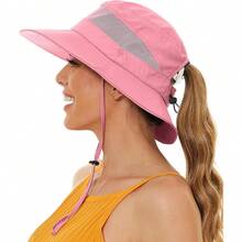 For Women With Ponytail Hole, Protection UV UPF50+ Waterproof Fishing  Hiking Hat - Màu Hoa hồng đỏ - Xem 1