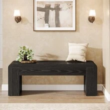 Tribesigns 47" Long Entryway Bench, Large Engineered Wood Shoe Bench With Heavy-Duty Legs, Farmhouse End Of Bed Bench For Bedroom, Entryway, Hallway, Living Room, Easy Assembly - màu đen - Xem 2