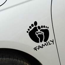 1pc Personalized Family Footprint Text Car Sticker, Suitable For Car Body, Laptop, Motorcycle