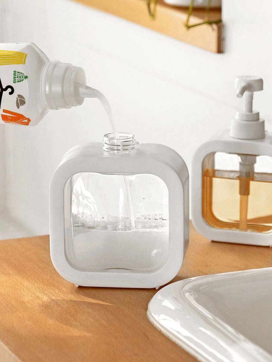 1 Peça Frasco Transparente Recarregável para Gel de Banho, Líquido de Lavar Louça, Shampoo, Loção, Etc.