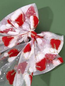 1 szt. Świąteczne duże spinki do włosów z nadrukiem w kształcie czapki bożonarodzeniowej, tiulowe, kokardki, długie ogony, spinki do włosów, świąteczne spinki do włosów, spinki do włosów na imprezę, świąteczne akcesoria do włosów, wesołych świąt