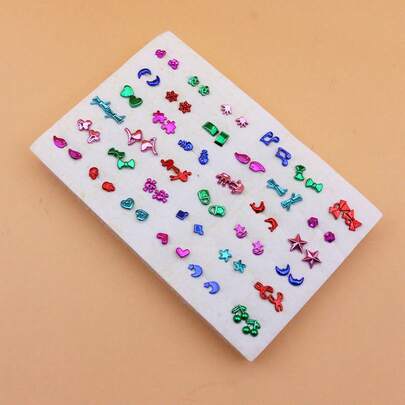 36对简约创意个性化迷你UV混色随机款式塑料防过敏耳钉套装