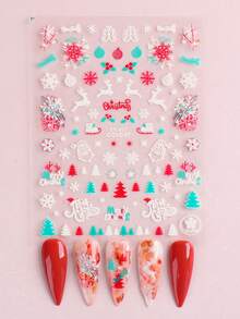 2pcs Glowing In Dark Christmas Nail Art Stickers Snowflakes Santa Claus Elk Christmas Tree Holly Y2K Nails Luminous Slider Xmas New Year Decoration Nail Supplies