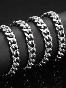 Men's Simple Link Chain Necklace, Stylish Stainless Steel Necklace As A Gift For Him