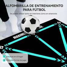 Tapete de Entrenamiento Futbol,90*60cm Tapete Ejercicio de Futbol Silenciosa y Antideslizante,Tapete de Accesorios Auxiliares Deportivos Antideslizante,Entrenamiento Agil de Fútbol - Modelo Básico Negro - Ver 4
