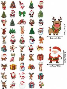 50 Stücke Weihnachts-Aufkleber Cartoon Weihnachtsmann Hirsch Geschenkbox Aufkleber für Laptop Koffer Computer Sammelalbum Kühlschrank Handy Aufkleber Weihnachtsparty Geschenke Spielzeug