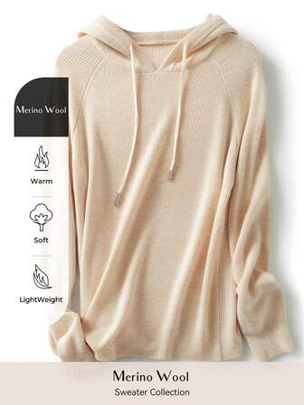 Women's Crew Neck Merino Wool T Shirt Fall Classic Vintage Cable Warm Long Sleeve Knit Hoodies