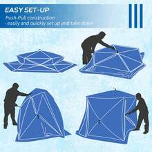 Outsunny 4 Person Insulated Ice Fishing Tent, Pop-Up Portable Ice Fishing Shelter With Carry Bag, Two Doors And Anchors For -22℉, Red - 紅色 - 查看 4