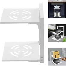 HYYKJ-US Pot Rack Organizer, Adjustable Pot Pan Stand Organizer Rack, Detachable Kitchen Pan Holder Organiser Stand For Kitchen Counter Cabinet (White, 2 Tiers) - White - View 1