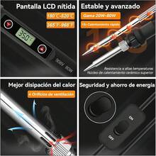 Kit De Soldadura Electronica,80w Lcd Temperatura Regulable 180-520 ° c,Con Interruptor, Cable De Soldadura, Fundente, 5 Puntas. (Kit de Soldador 9 en 1) - Kit de Soldador 9 en 1 - Ver 4