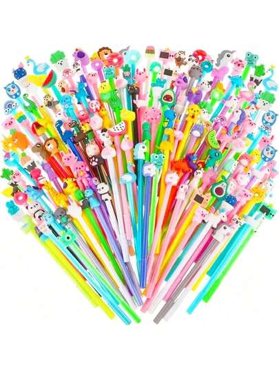 Cute Animal Pen, Cartoon Style Round Ballpoint Pens | 0.5mm Fine Tip Smooth Writing, Replaceable Black Ink Cartridge, Plastic Round Head With Snap Button Design, Multiple Creative Shapes, Various Choices