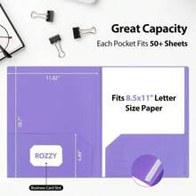 Plastic Folders With Pockets, 6 Pack Document Folders With Business Card Slot, 2 Pocket Folders Back To School Supplies, Office - Initial - View 2