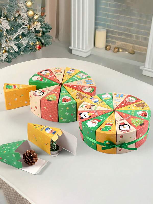 12pcs Festive Christmas Advent Calendar Gift Boxes With Ribbons - Colorful Paper Countdown Calendar For Holiday Parties, Birthdays & Celebrations, Advent Calendar For Christmas, Party Favor Packaging, Playful Design, Decorative Ribbon Accents, Diy Advent Calendar, Gift Box, Boxes For Favors, Christmas Gift Box