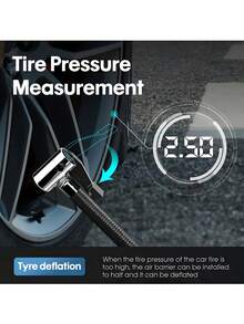 CARSUN Portable Tire Inflator Air Compressor, 150 PSI Cordless Air Pump, 12V DC Car Plug, Fast Inflation & Auto Shut-Off, LED Light, Smart Tire Pump For Cars, Bikes, Motorcycles, And Balls - Yellow - View 3
