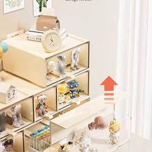 1pc盲盒展示盒家用抽屉式防尘展示盒透明收纳盒 - 彩色 - 查看 5