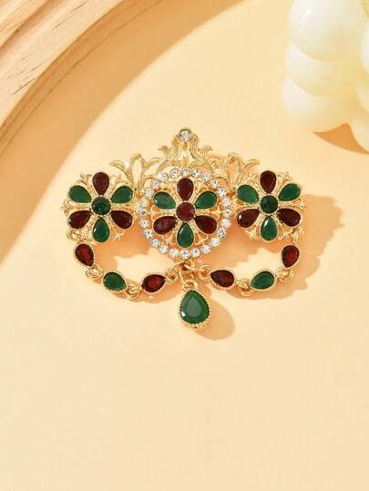 1pc Vintage Zinc Alloy Brooch, Floral Design Fashion Scarf/Lapel Pin Jewelry For Women Christmas Gift