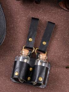 Medieval Alchemy PU Leather Holder Belt - Artificial Potion Bottle Accessory For Renaissance Faires And Cosplay Belt Accessory