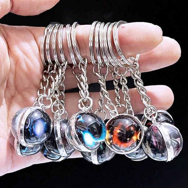 12 peças/Conjunto Chaveiros Constelação do Zodíaco que Brilham no Escuro, Moda, Material de Ferro, Estilo Minimalista, Vidro Transparente, Presente de Aniversário, Festa, Feriado, Natal