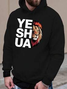 YE SHUA Sudadera de Forro Polar para Hombre Otoño Invierno Sudadera con Capucha Gratis Moda Americana Impresa Regalo para Hombre - Negro - Ver 4