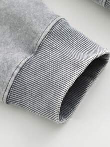 Halloween Hoedown Pirate Skull, Witch, Bat & Pumpkin Print"Nightmare Before Christmas, Horror. American Retro Print Pattern 1Pcs 500g Pure Heavy 100% Cotton Cordless Sweatshirt, Letter Spring/Fall Winter All Loose Washed Popover Pocket, Christmas Halloween Thanksgiving Day  New Year, Y2K Street  Hip-Hop Campus Fashion Style, Suitable For Parties And Play - 灰色 - 查看 6