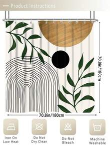 1/3/4 pièces Ensemble de rideau de douche médiéval, tapis de bain, couvre-siège de toilette et tapis de bain. Motif bohème abstrait de feuilles et d'arches. Accessoires modernes, imperméables et résistants à l'usure. Avec 12 crochets. Fabriqué en polyester antidérapant et lavable. Parfait pour la décoration de vacances, la maison, la chambre, le style occidental et Noël.