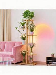 6/5/4 Tier Plant Stand - Home Garden Decor & Plant Storage Rack - Creative Pot Organizer Stunning Design, Perfect For Indoor/Outdoor Decor Space-Saving Indoor/Outdoor Plant Stand - 六層金色 - 查看 3