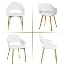VECELO Velvet Dining Chairs Set Of 6,Upholstered High-End Tufted Dining Room Chair,Living Room Chairs Upholstered Side Chair With Golden Metal Legs For Dining Room Kitchen Vanity Living Room - White - View 9