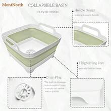 Collapsible Wash Basin 9L Foldable Dish Tub With Drain Plug Portable Collapsible Dish Basin Camping Sink For Washing Dishes Laundry And Kitchen Use Gray - màu xanh lá - Xem 4