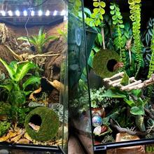 Mossy Caves, Artificial Green Moss Caves Hide For Pet Reptile Frogs And Snakes, Terrarium & Vivarium Decor, Crested Gecko Tank Decor (Woodland Green)