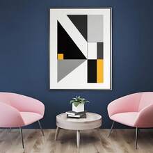 European Inspired Abstract Canvas Painting Black, White Orange Palette, Ideal Wall Decor For Living/Dining Room Lobby