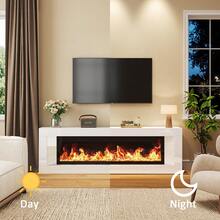 63-Inch Modern Fireplace Tv Stand,Electric Fireplace Tv Stand For Tvs Up To 70",Entertainment Center With Fireplace,Tv Console For Living Room, Bedroom - 查看 7
