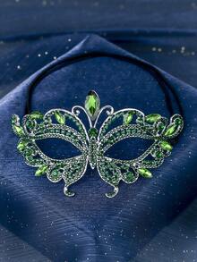 1pc Fashionable Rhinestone Mask, High-End Geometric Hollow-Out Mask For Halloween Party, Masquerade Ball Decor - Mask - View 8