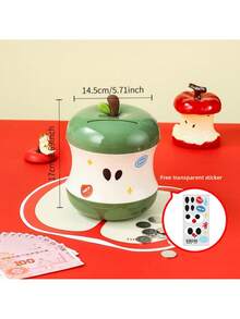 1 pieza Hucha con forma de manzana linda, contenedor para guardar monedas y billetes, adecuado para ahorrar cambio suelto