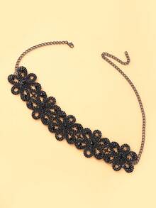 1pc Black Fashion Crystal Rhinestone Choker Necklace, Layered Necklace For Women - Black - View 3