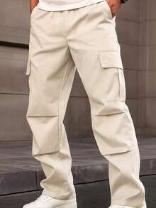 Boys' Casual Cargo Pants With Big Pockets, Fashion Outdoor Trousers, Minimalist Design, Spring/Autumn