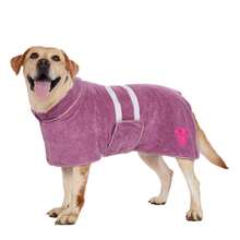 1pc Quick Drying Dog Bathrobe, Dog Embroidered Towel Bathrobe Robe, Super Absorbent Pet Bathrobe With Adjustable Belly Band, Soft Fabric With Embroidery Craft - Multicolor - View 19