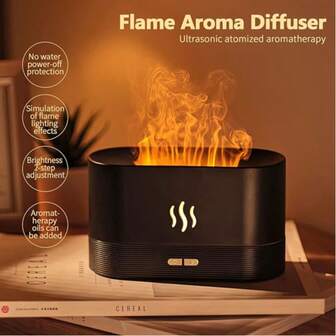 1pc Flame Air Aroma Diffuser Humidifier,Upgraded Essential Oil Diffuser, Cool MistHumidifiers With 7 Color Flame, Noiseless WithAuto-Off Protection For Kids Friend Lover GiftBedroom Home