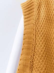 Große Größen Lässig einfarbiger Rundhals Strickpullover Weste