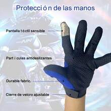 Guantes de conducción de motocicleta con pantalla táctil, tejido de punto, diseño ergonómico, cierre de hebilla, ajuste , guantes de conducción, hacen que su viaje sea más - Azul - Ver 2