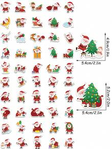 50 Stücke Cartoon Weihnachtsmann Aufkleber, fröhliche Weihnachten Aufkleber für Laptop, Koffer, Computer, Tagebuch, Kühlschrank, Handy, Raumdekoration, Weihnachtsparty Spielzeug Geschenke