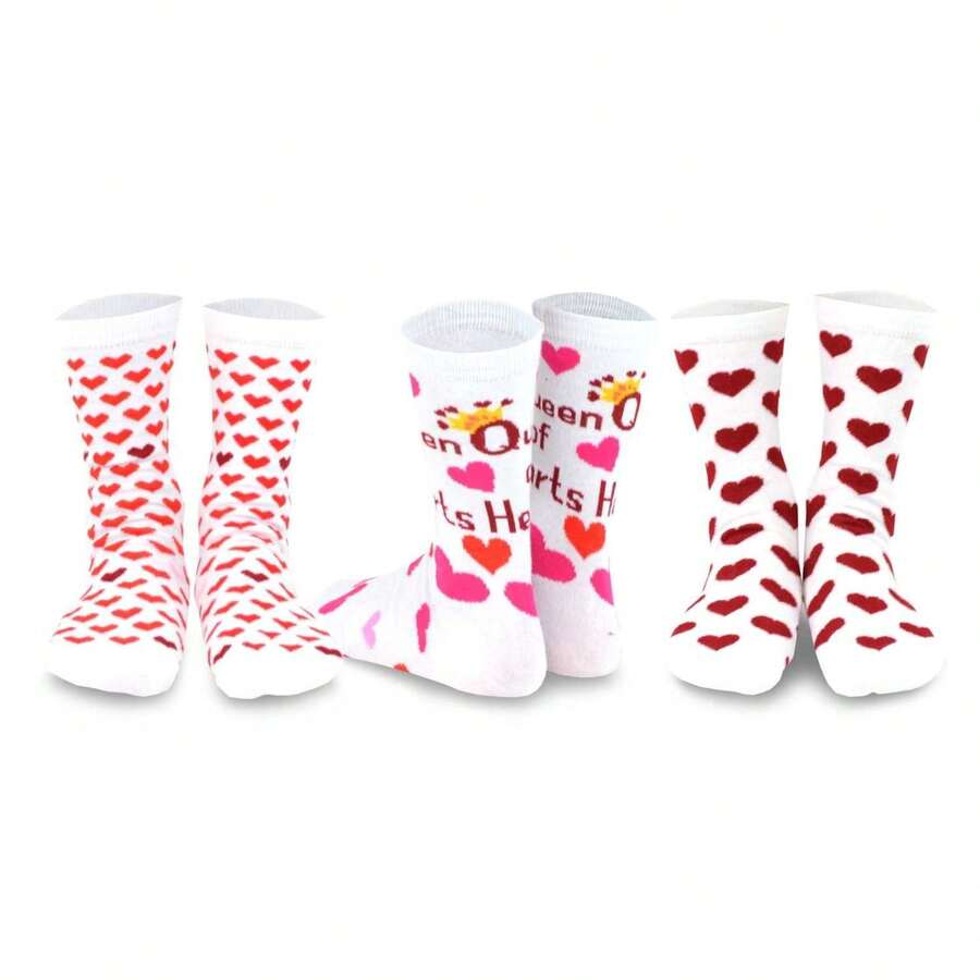 Valentine's Day Socks For Women 3-Pair - Love Cotton Crew Socks - Mother's Day Gift Idea - Women's 9-11 & Men's 10-13 - 如圖689 - 查看 1
