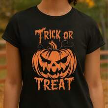 Dia de muertos playera temática Halloween trick or tread adulto cómoda suave otoño - Negro - Ver 3