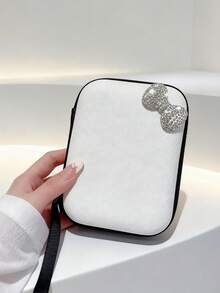 Bolsa de almacenamiento con cierre de cremallera a prueba de golpes y resistente al agua, con capacidad grande, para cable de datos, auriculares Bluetooth, auriculares con cable, cargador, cable de carga, organizador electrónico impermeable para viajes, actividades al aire libre, vacaciones de verano, para mujeres y hombres, con lazo de strass y unicolor - Multicolor - Ver 8