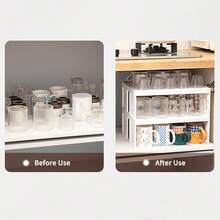 1 pièce Étagère de rangement pour tasses de placard, support empilable pour tasses de placard, grande capacité d'organisation et de rangement de cuisine, étagère de rangement en couches gain de place, support de rangement multifonction amovible pour tasses, mugs, couverts et ustensiles de cuisine