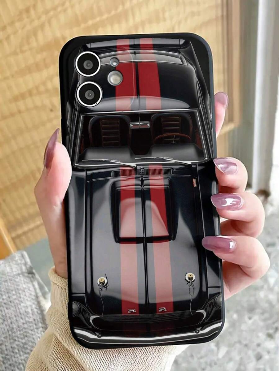 精密穿孔边缘黑色汽车喷漆防震手机壳，兼容 14、14 Pro、14 Pro Max、13、13 Pro、13 Pro Max、11、11 Pro Max、12、12 Pro、12 Pro Max、XR、7/8、XS、15、15 Pro、15 Pro Max、16、16 Pro、16 Pro Max 系列，兼容其他手机壳，国际版，非国内版