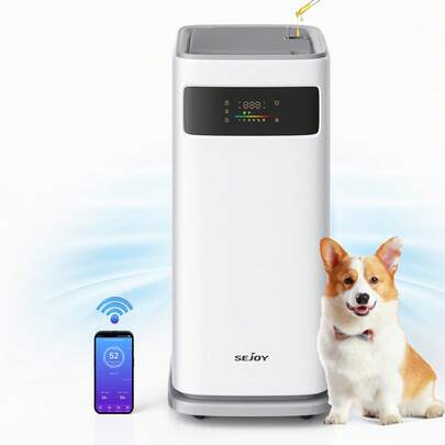 sejoy Home Air Purifier For Large Room Medical Grade HEPA Washable Filter Air Cleaner,Wifi&APP Remote Control