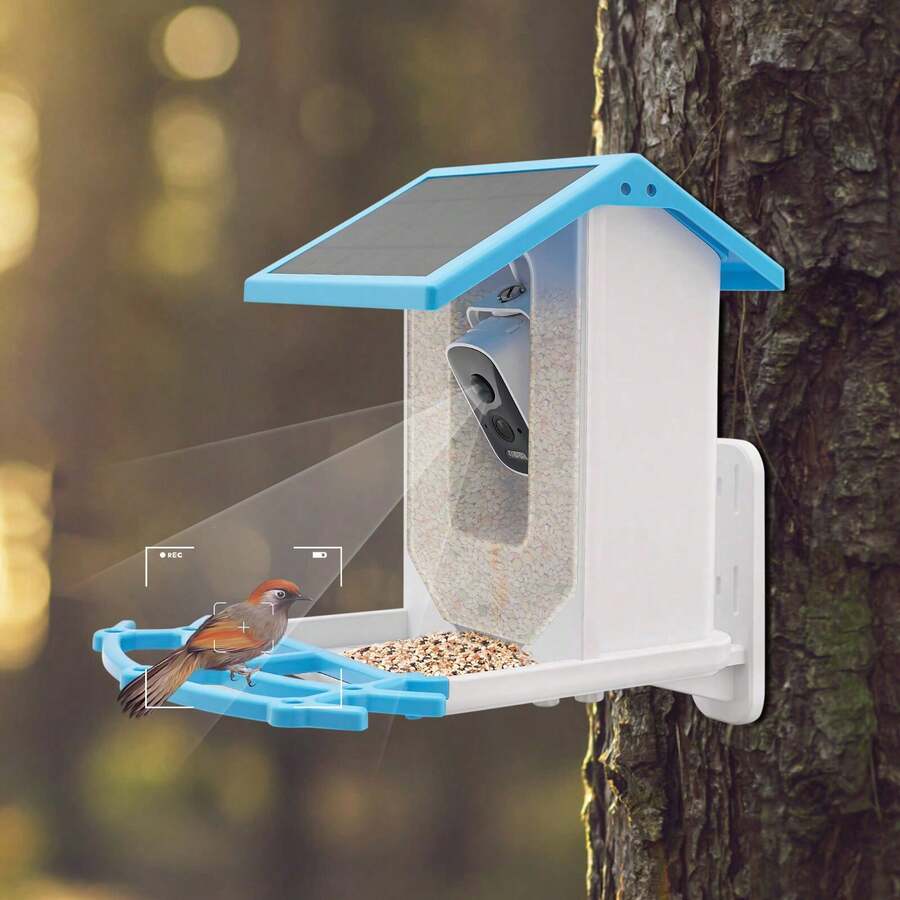 Waterproof Solar Bird Feeder 4MP HD Camera Live AI Recognition Birds With PIR - 1 - View 1