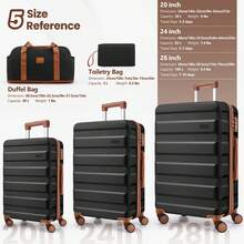 hoteel 3/5 件套登机箱套装，带万向轮，ABS 硬壳行李箱，带 TSA 海关锁，20/24/28 英寸轻便行李箱，含洗漱包和旅行袋，旅行箱，拉杆箱，万向轮行李箱，旅行箱，硬壳行李箱，登机箱，带轮行李箱，男士女士旅行必备，度假，商务出行，大容量旅行必备，旅行配件，旅行收纳整理，旅行用品 - 黑色 - 查看 8