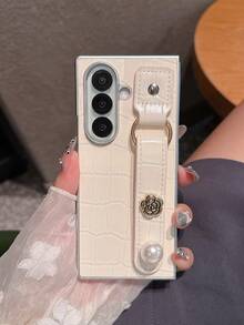 1件装女士时尚折叠手机壳，银色外壳，皮革，牛仔布，珍珠挂绳，适用于三星Galaxy Z Fold 7、Galaxy Z Fold 6、Galaxy Z Fold 5、Galaxy Z Fold 4，可用作生日、万圣节、圣诞节礼物 - 彩色 - 查看 17