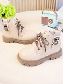 1 Pair Fashionable & Versatile Baby Boots For Autumn/Winter, Adorable Cartoon Panda Wearing Sunglasses Decor On Side, Cute & Lively Design To Attract Children